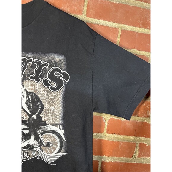 Vintage Y2k Elvis Presley TCB Rock N Roll Motorcycle Black T-Shirt Men's Medium - Picture 4 of 6
